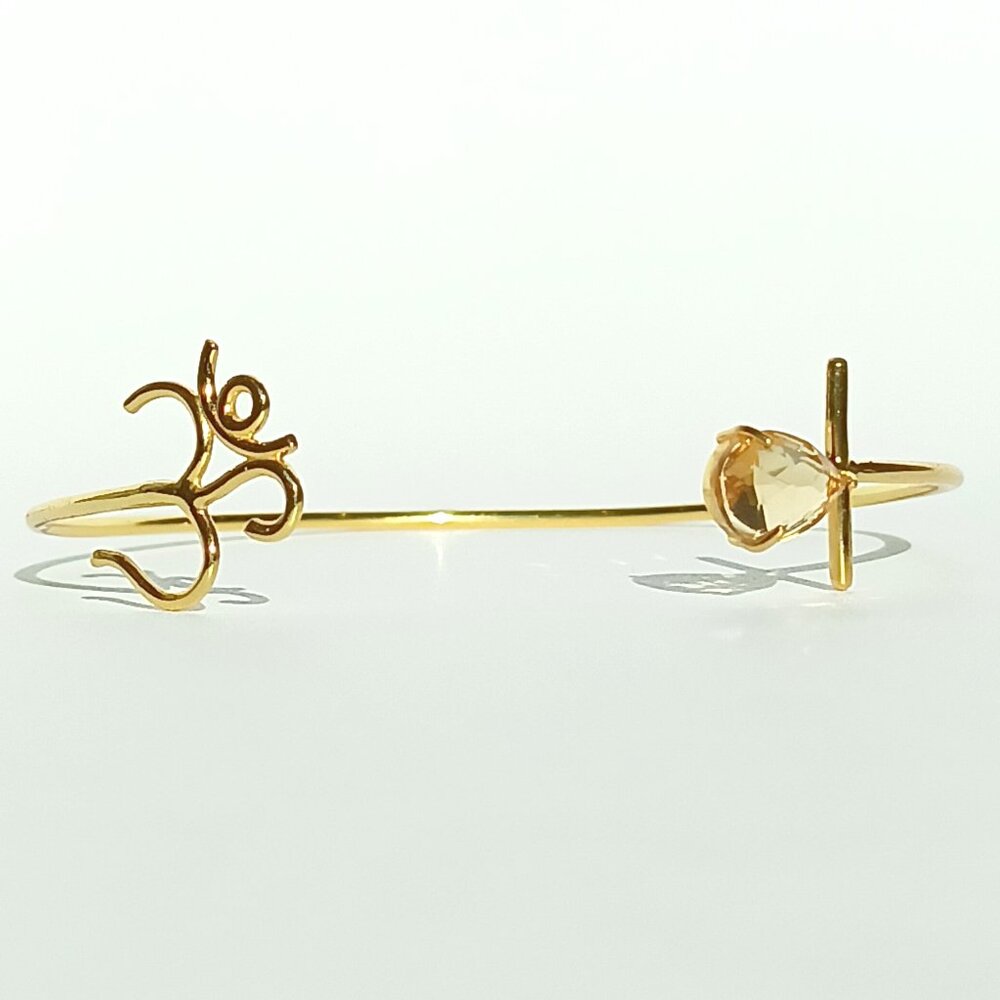 925 Sterling Silver Citrine Bangle Bracelet - Gift for Her